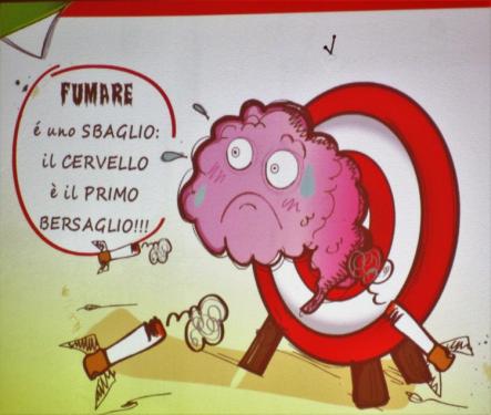 Il fumetto dice: "Fumare è un grosso sbaglio!"